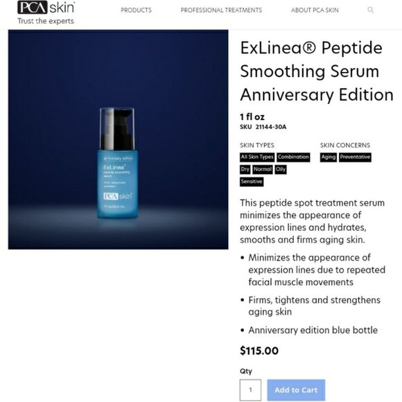 NEW  (2) PCA SKIN ExLinea Peptide Smoothing Serum Anniversary Edition Exp 4/24 - Picture 11 of 11